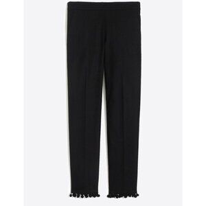NWT J.Crew Black Linen Pull On Pant With Pom Pom Hem 8